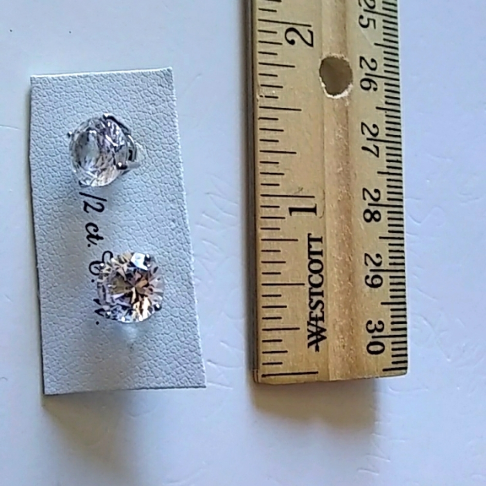 Sterling 925 Solid Silver Stud Earrings - image 1